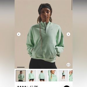 Gymshark REST DAY SWEATS 1/2 ZIP PULLOVER in refreshing green marl size small